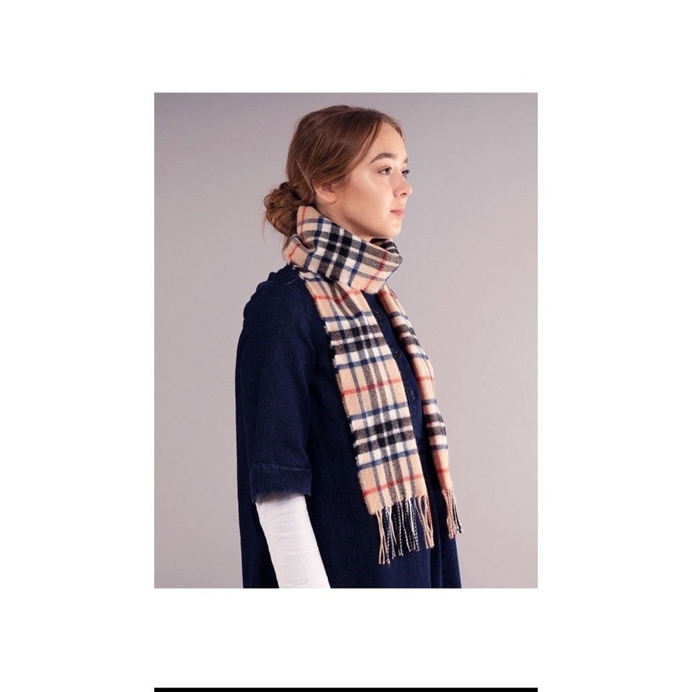Lochcarron Scotland Lambswool‎ Scarf Thompson Camel Tartan Plaid NWT